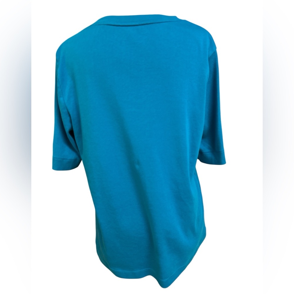 Chico's Turquoise Pima Cotton Shortsleeved V-Neck Tee Large Preowned - Picture 3 of 7